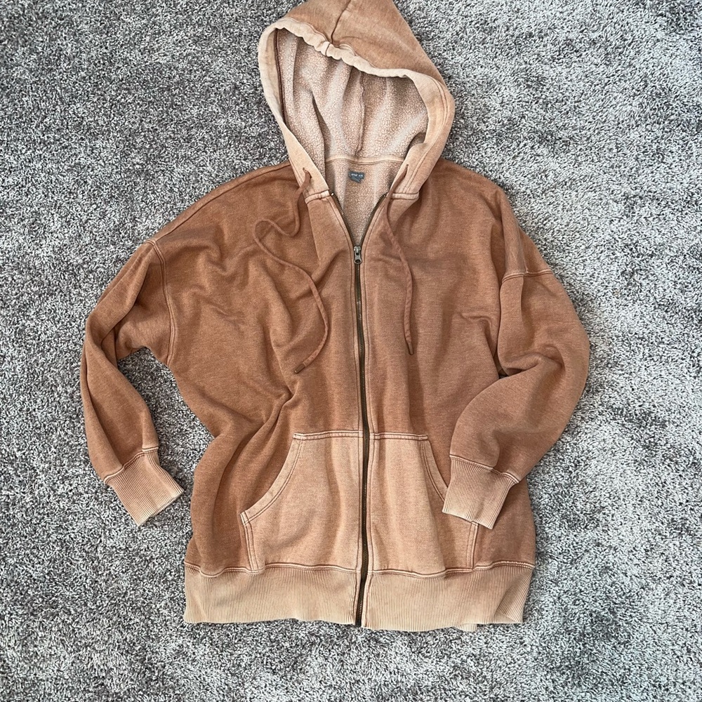 Aerie Cozy Oversized Sand Zip-Up Hoodie